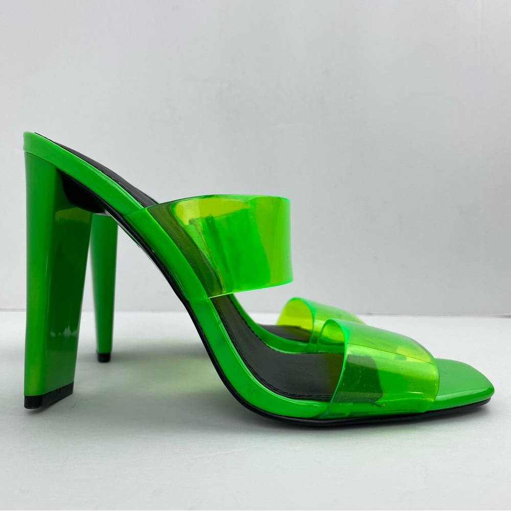 ASOS size 4 Women’s Hayward Clear Neon Green Heeled Mule